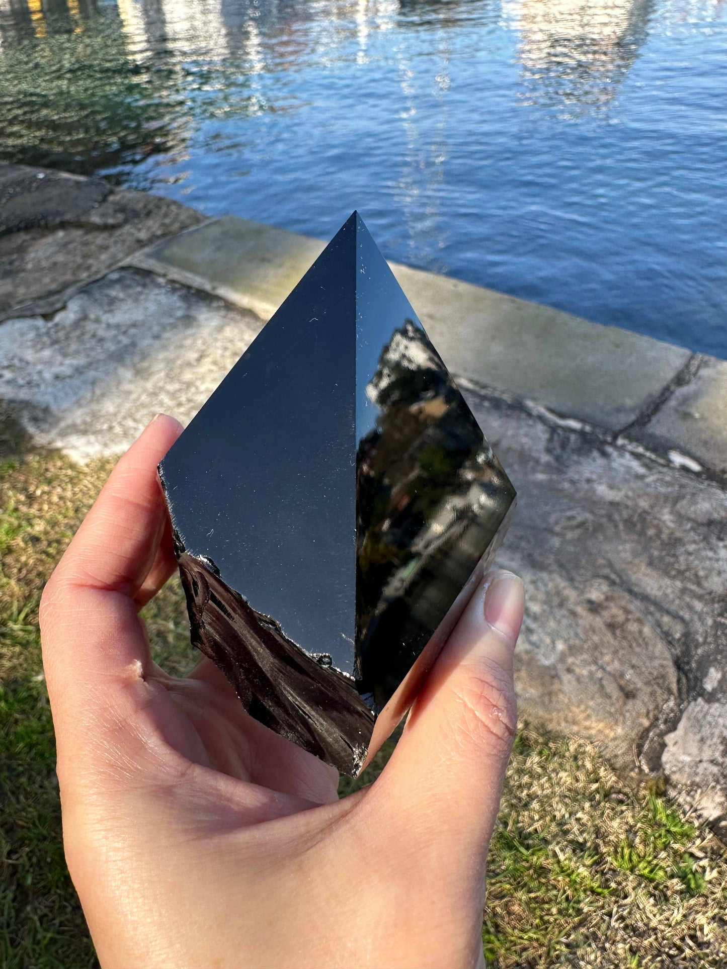Half Polished Raw Black Obsidian Crystal