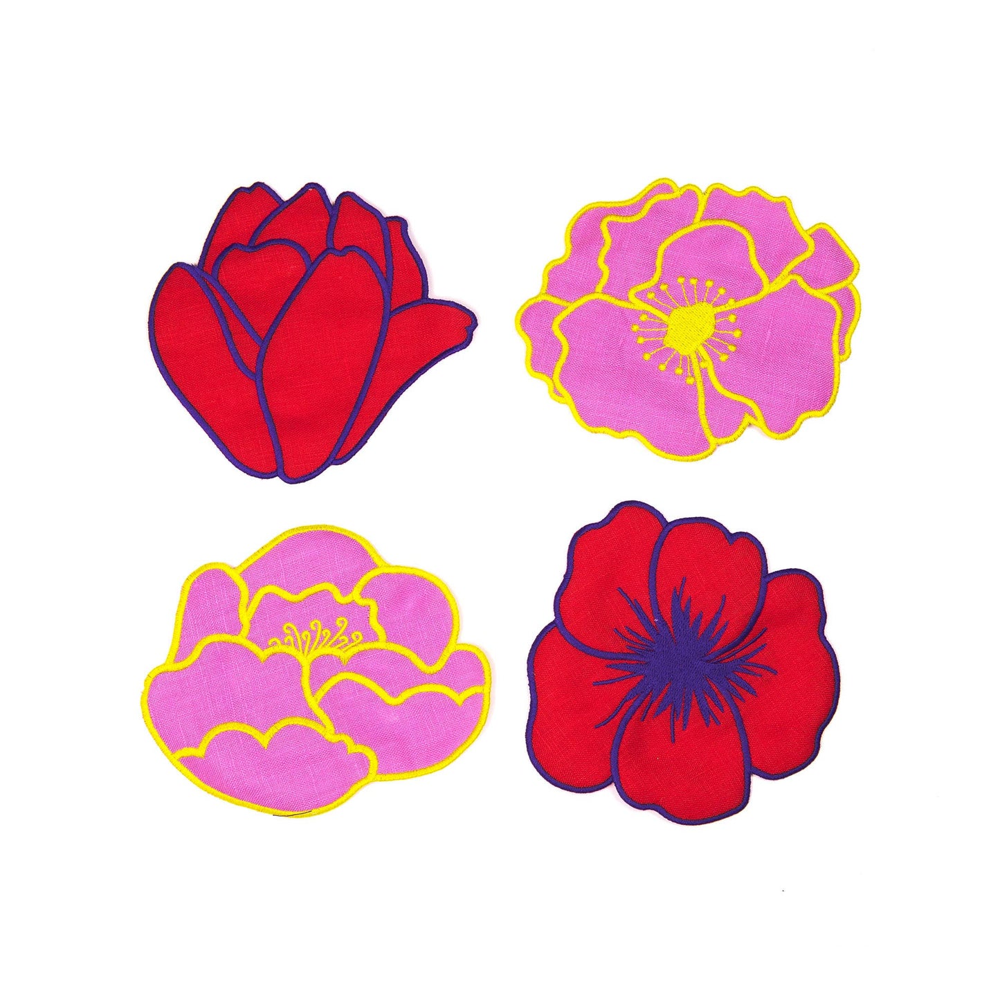 Flower Cocktail Napkins - Set Of 4