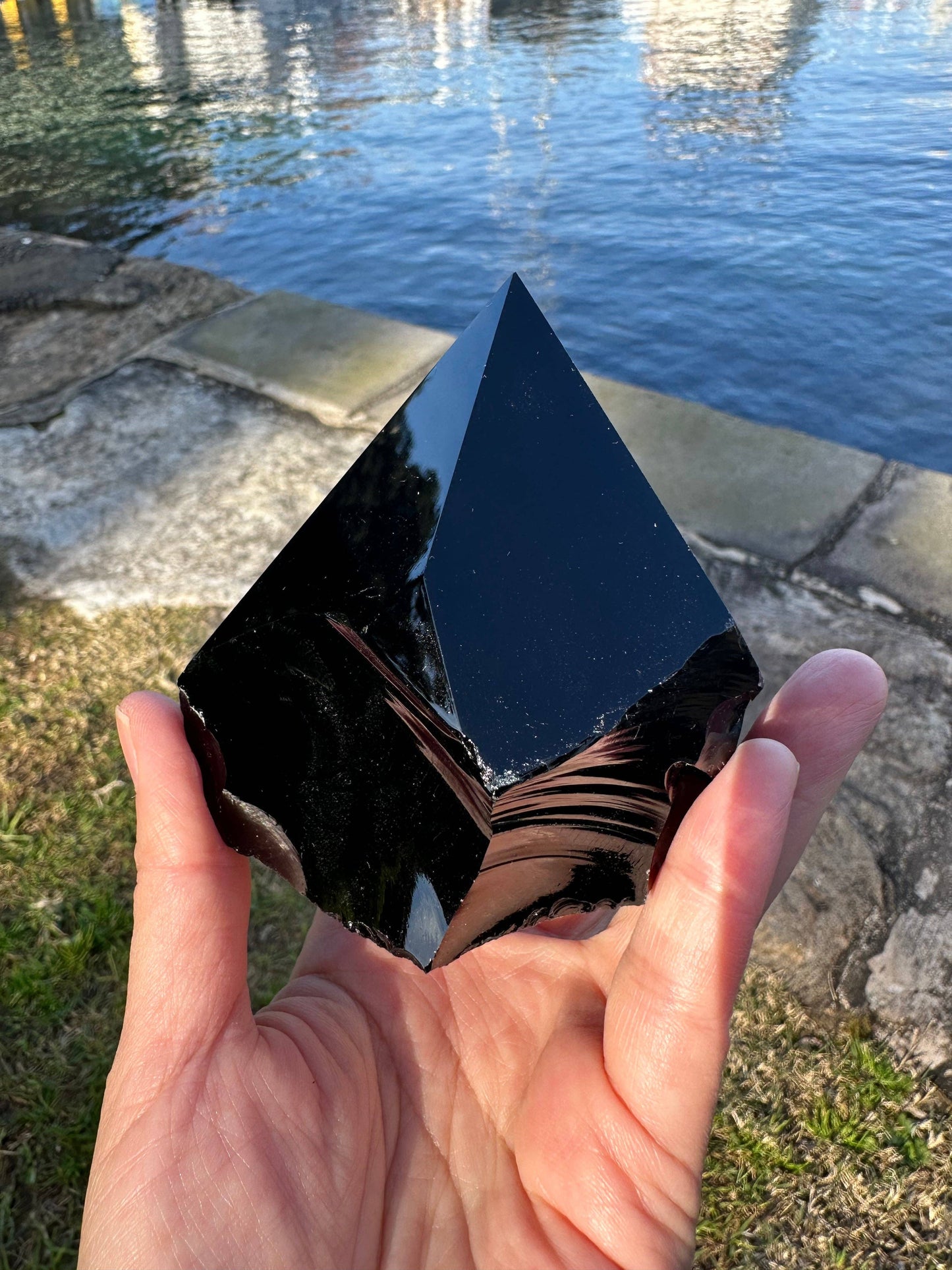 Half Polished Raw Black Obsidian Crystal