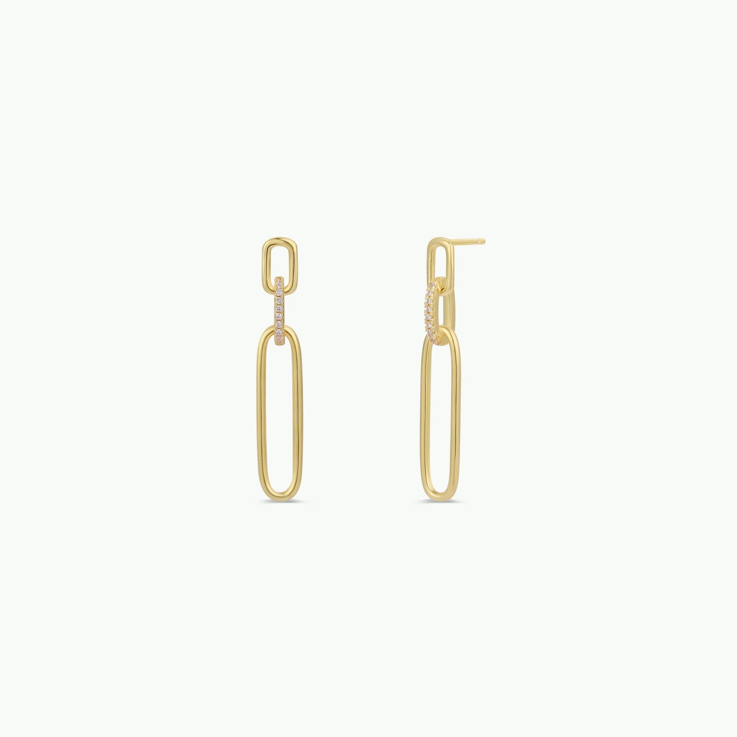 Pave Link Drop - Gold Earrings