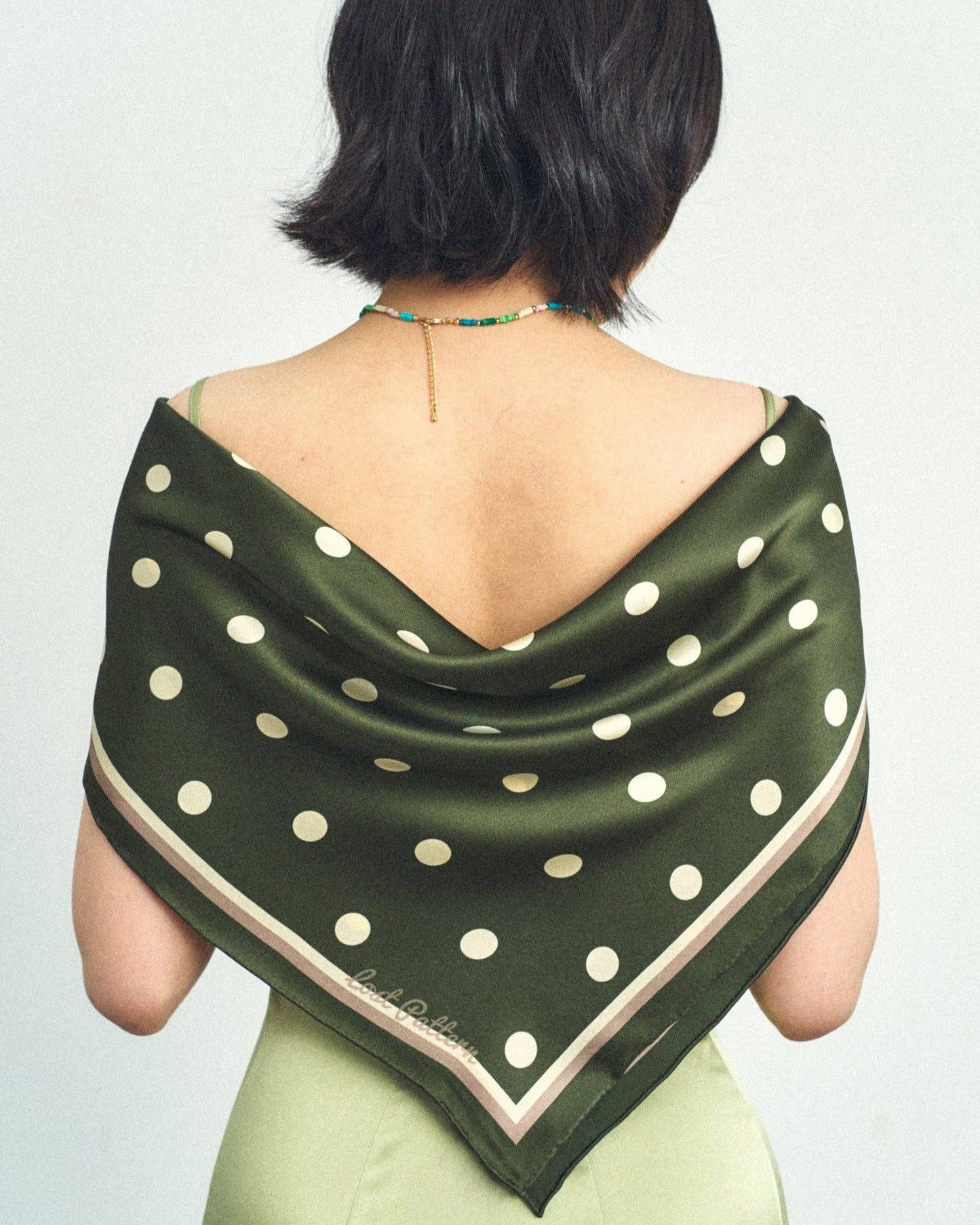 "Retro Polka" Silk Bandana Scarf