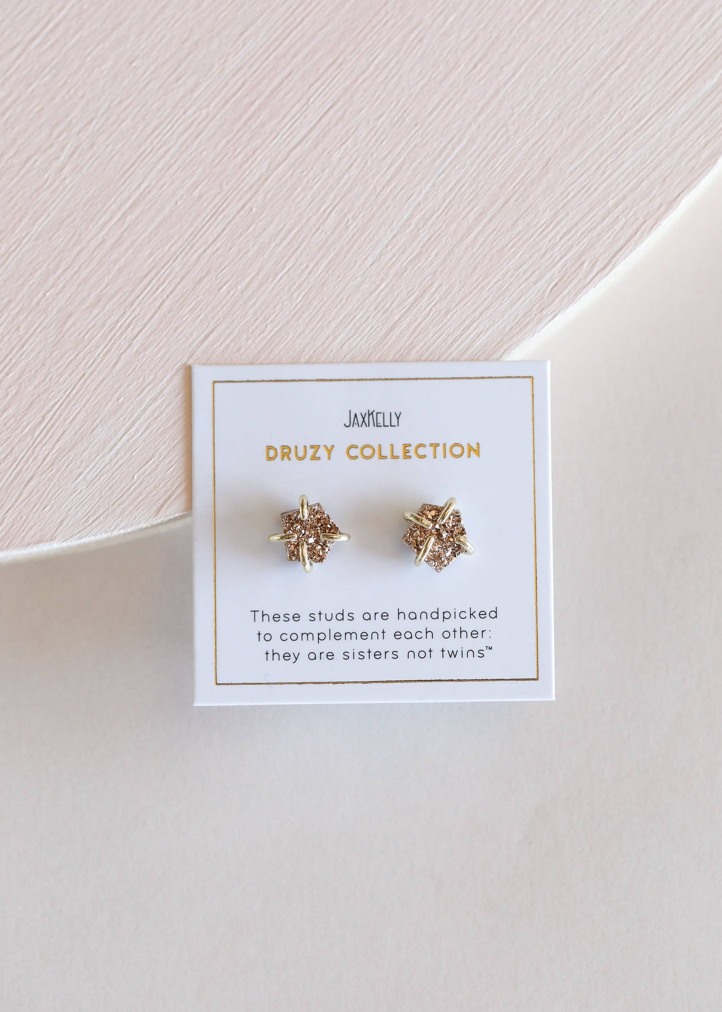 Druzy Stone & Gold Prong Stud Earrings