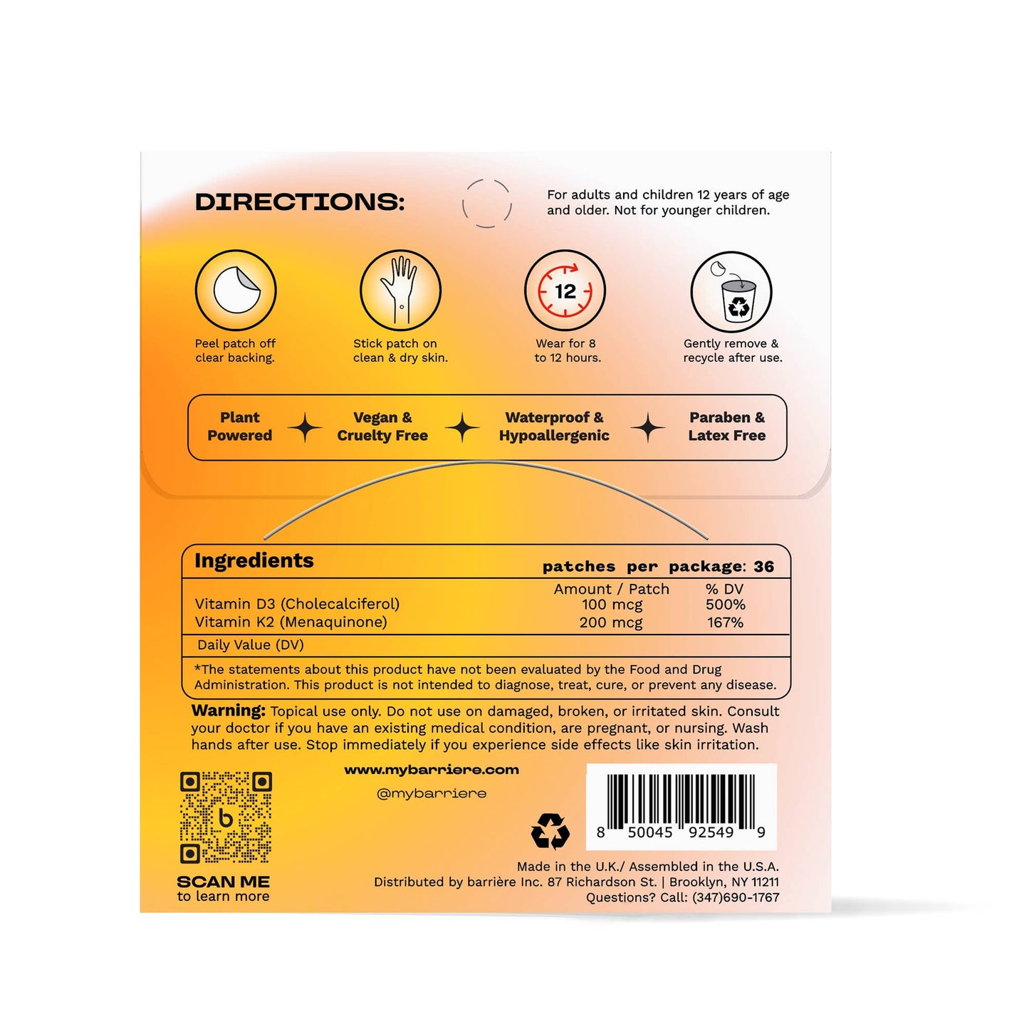 HELLO SUNSHINE Vitamin D3 patch 36pk