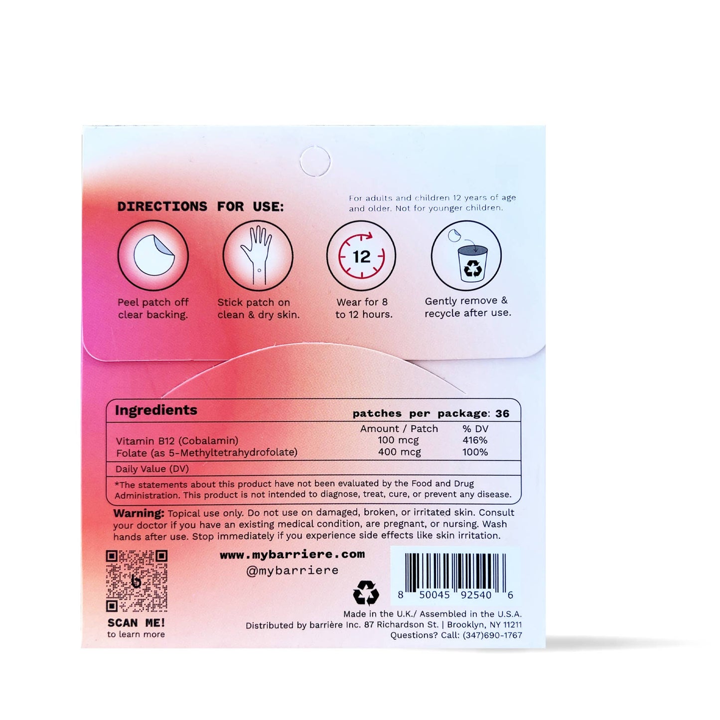 ENERGY BOOST clean Vitamin B12 patch 36pk- lightning bolt