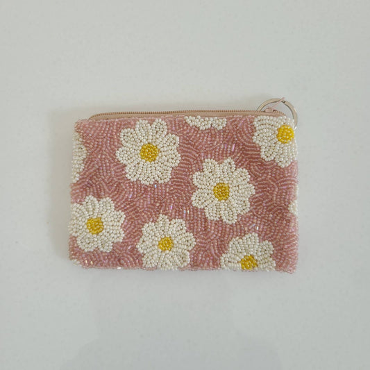 Daisy Beaded Coin Purse
