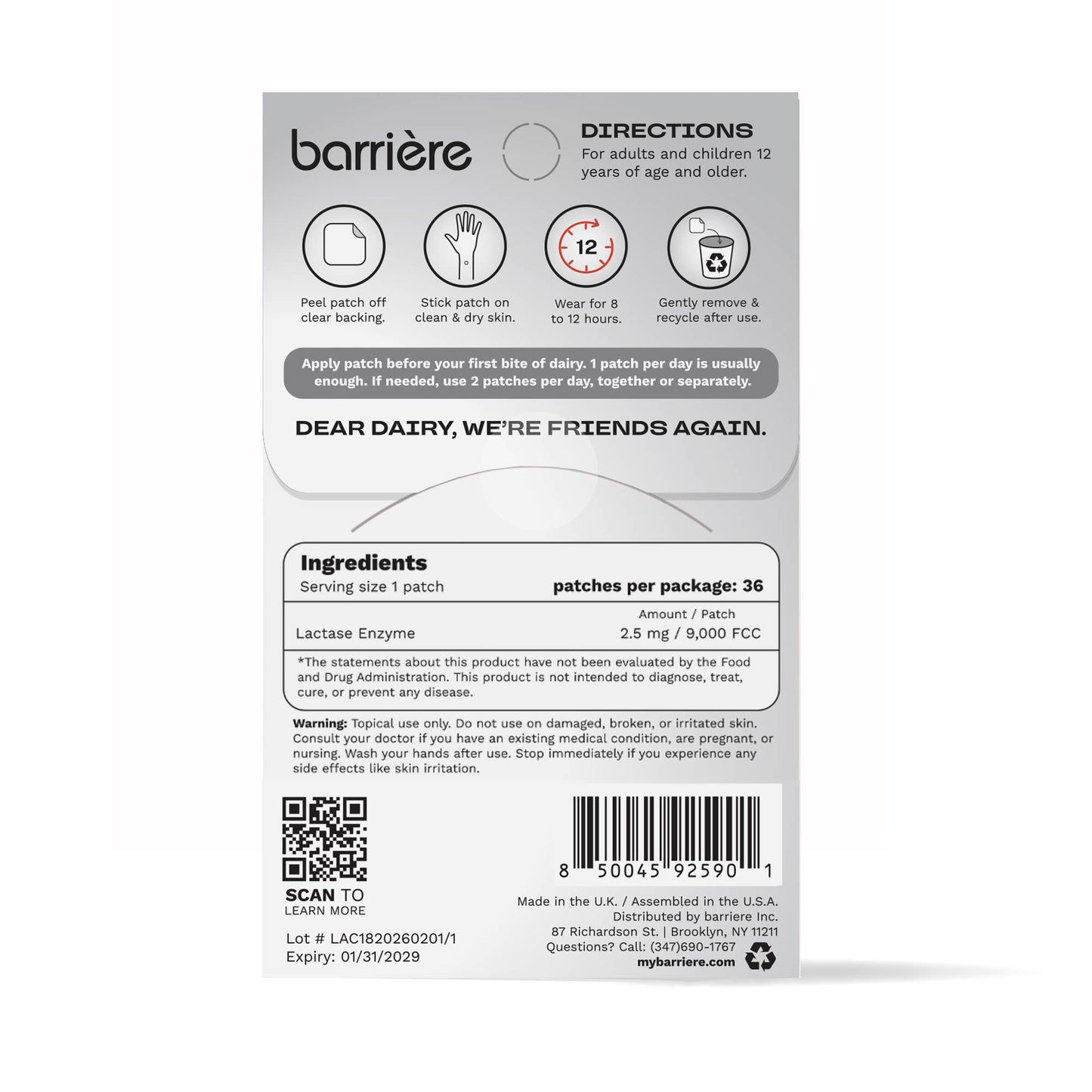DEAR DAIRY Lactose Relief Patch 36pk - Milky Treats