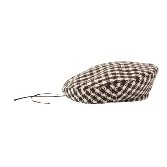 "Houndstooth" Beret Hat in Mocha
