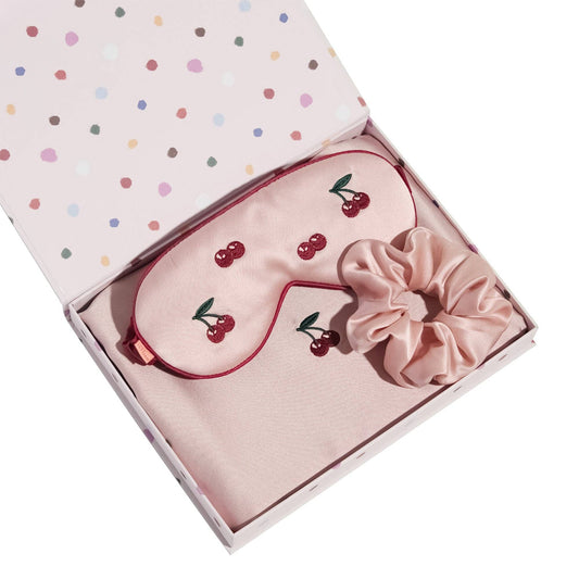 Silk Sleep Gift Set: Pillowcase, Eye Mask, & Scrunchie