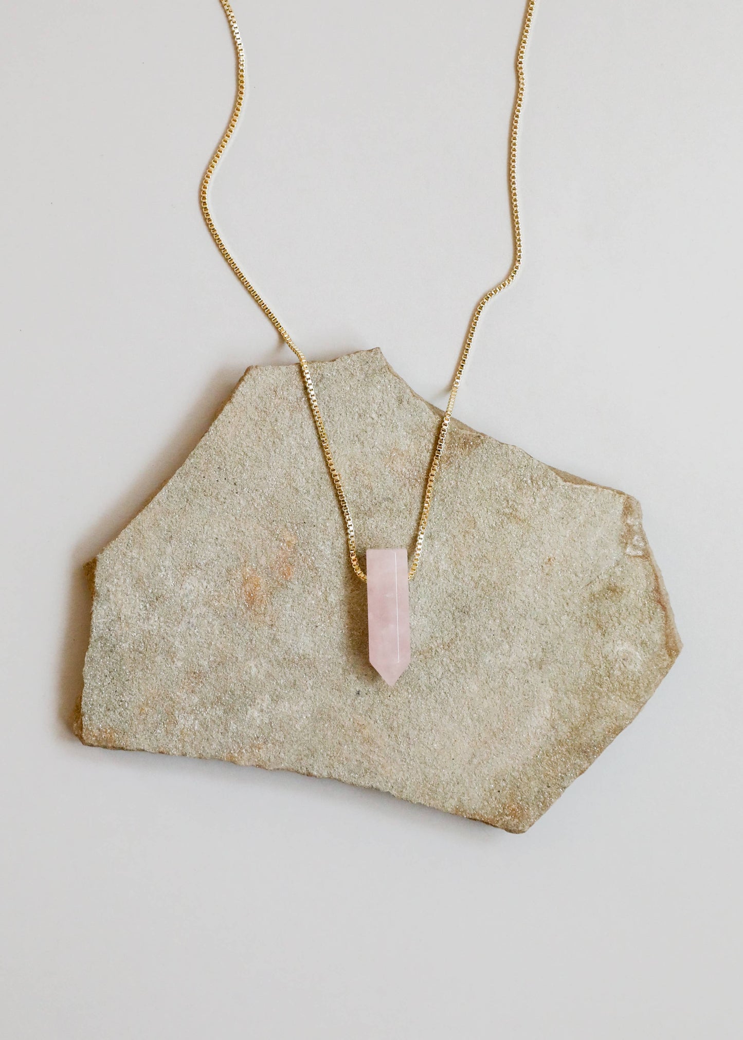 Rose Quartz Point Gold Necklace